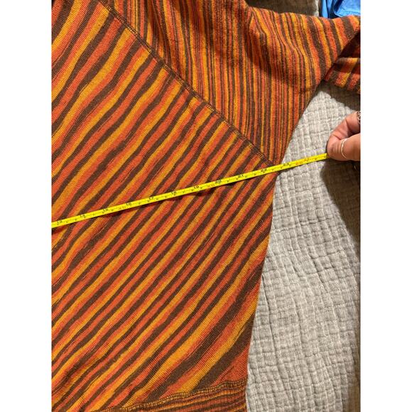 Prana Striped Long Sleeve Brown Orange Top Retro Style Women’s Size M - Picture 5 of 5